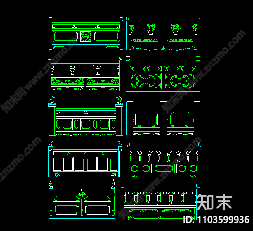 仿古建筑组件中式构件节点古建筑门窗护栏斗拱檐口施工图下载【ID:1103599936】