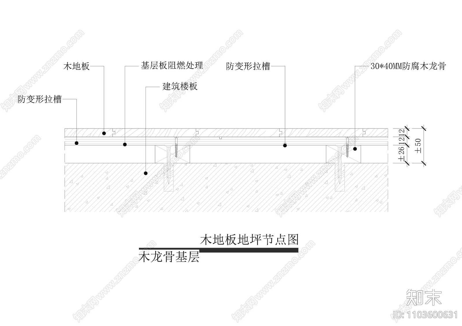 木地板地坪节点图cad施工图下载【ID:1103600631】