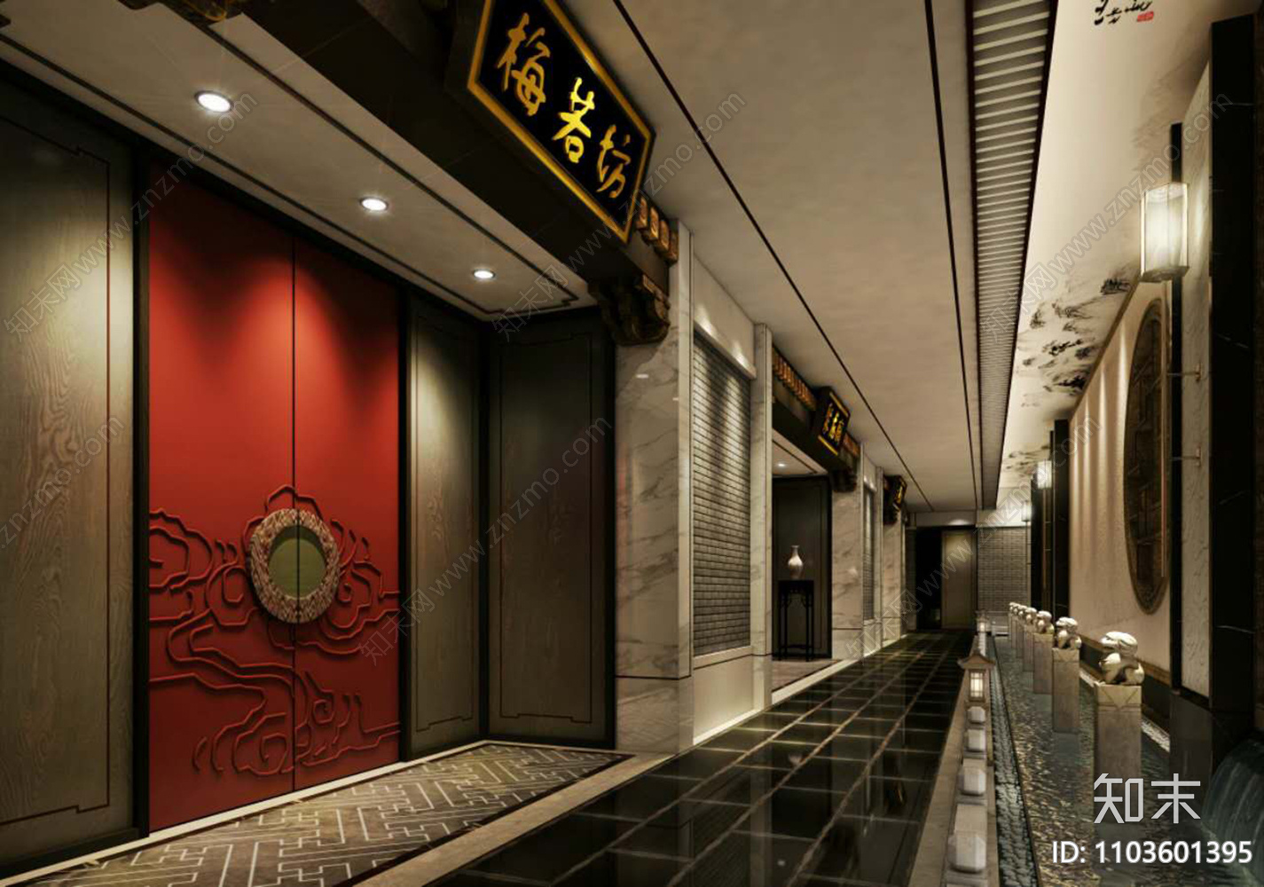新中式会所CADcad施工图下载【ID:1103601395】