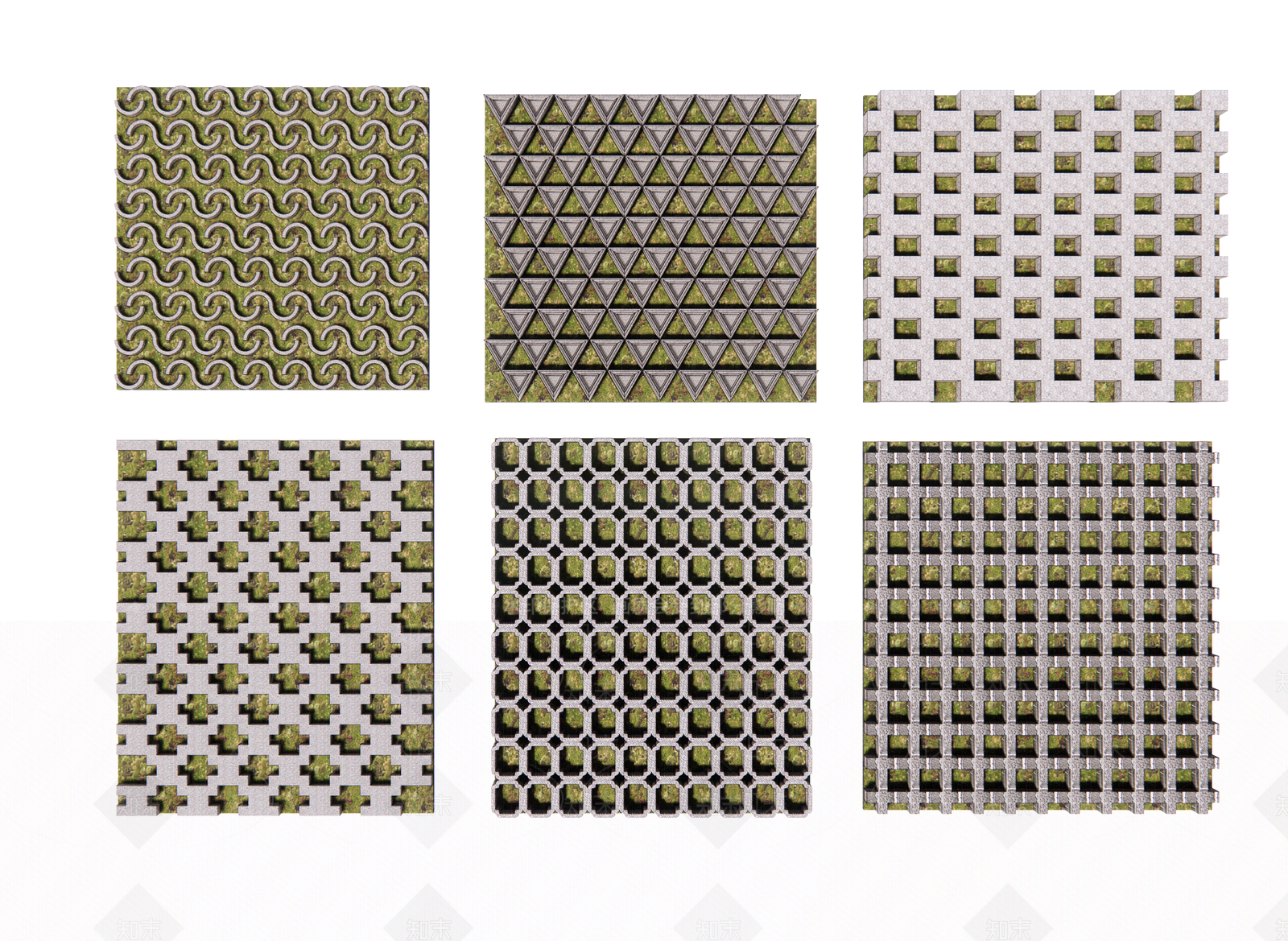 现代植草砖SU模型下载【ID:1103601411】