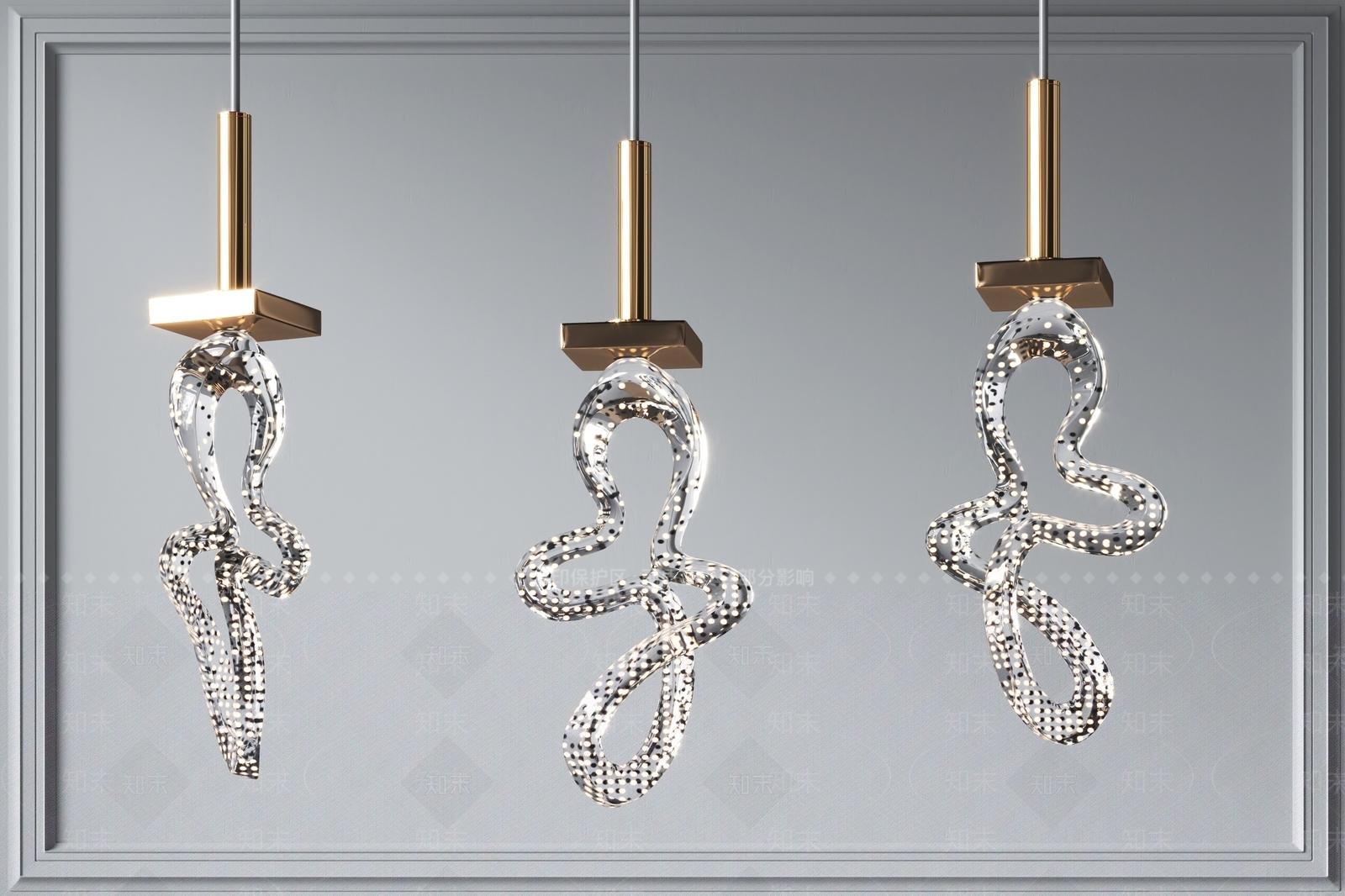 现代异形水晶玻璃吊灯3D模型下载【ID:1103602631】