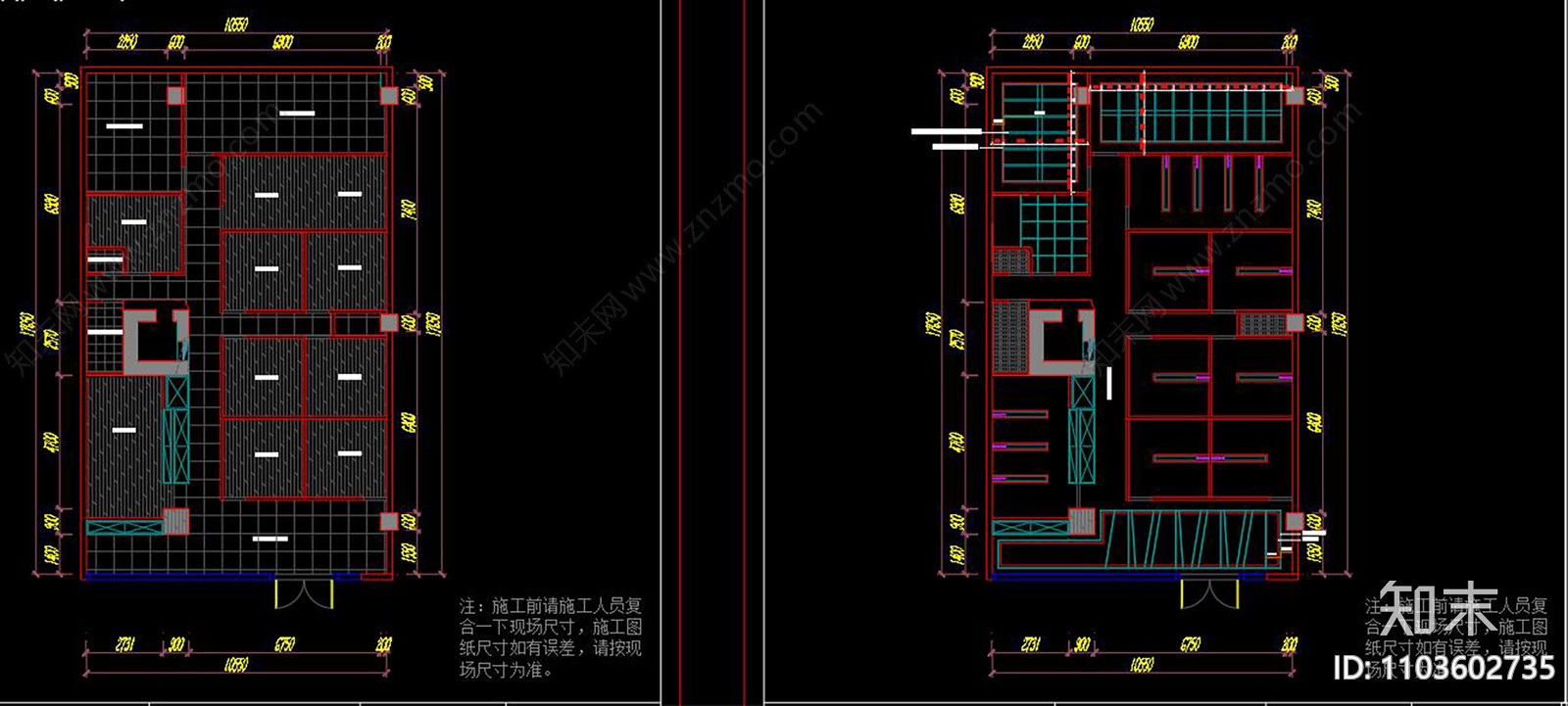 按摩院CADcad施工图下载【ID:1103602735】
