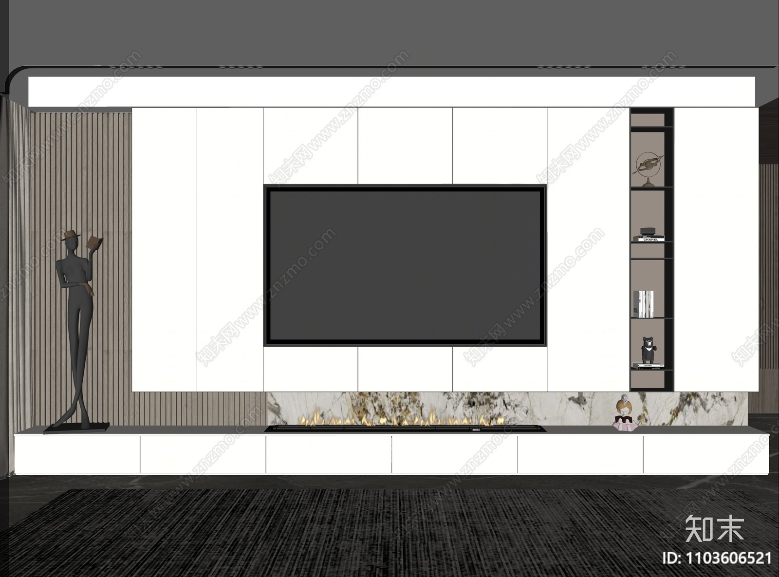现代电视墙SU模型下载【ID:1103606521】