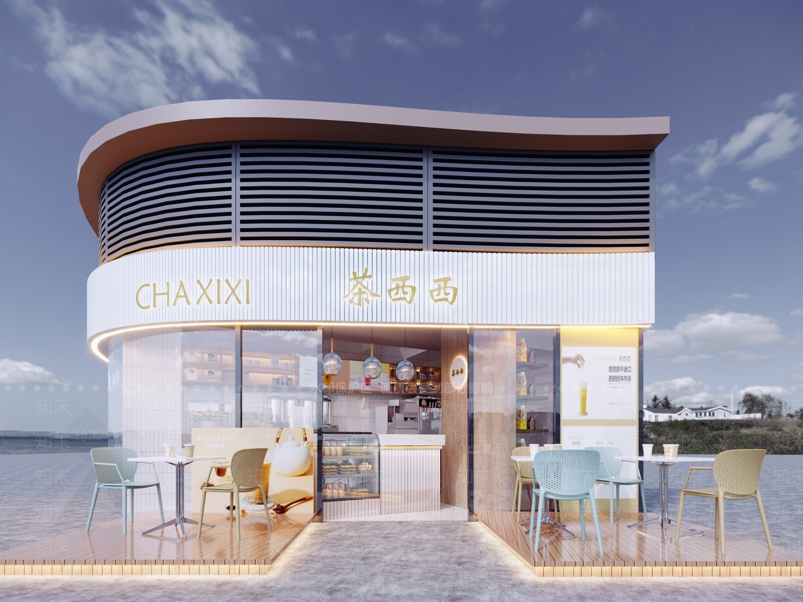 现代奶茶店3D模型下载【ID:1103610613】