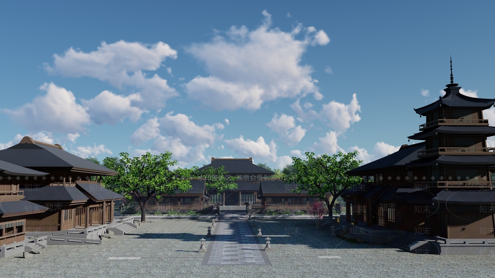 日式古建筑SU模型下载【ID:1103616460】
