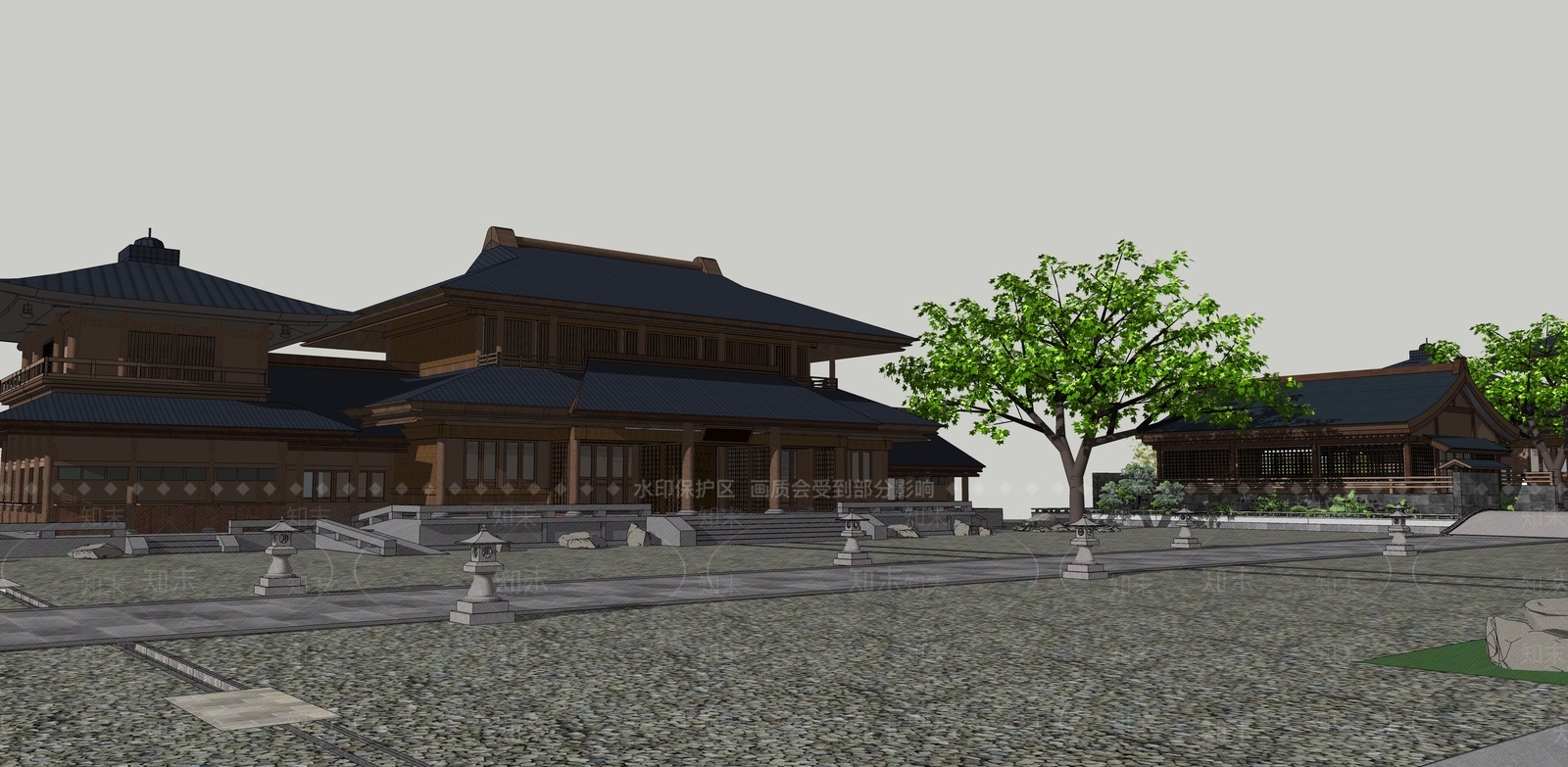 日式古建筑SU模型下载【ID:1103616460】