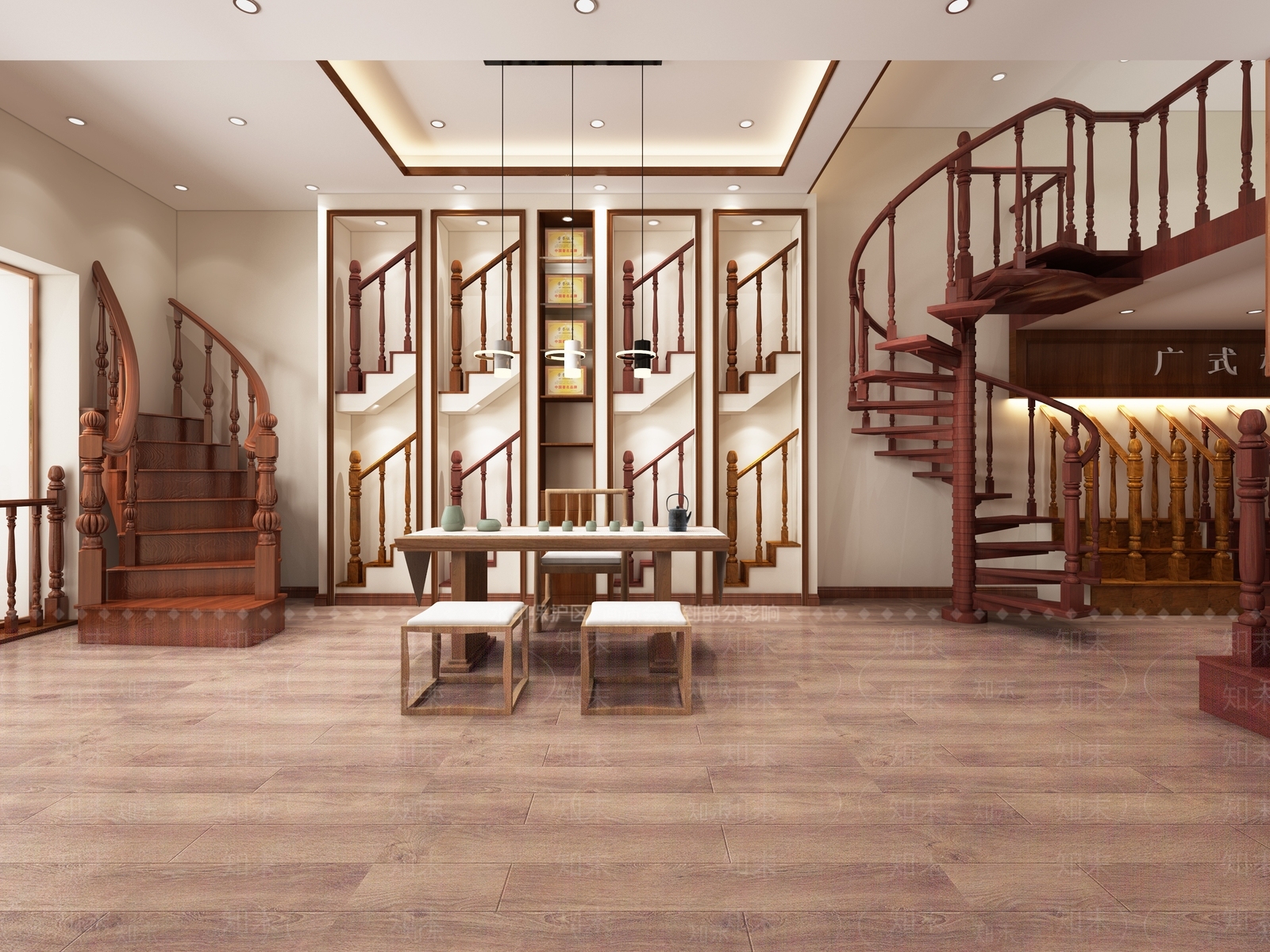 新中式楼梯展厅3D模型下载【ID:1103616664】