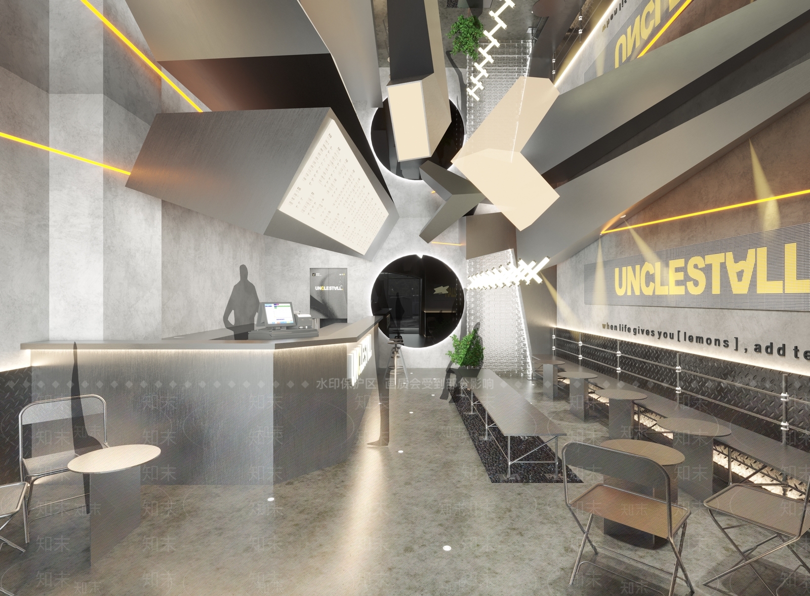 工业风奶茶店3D模型下载【ID:1103620054】