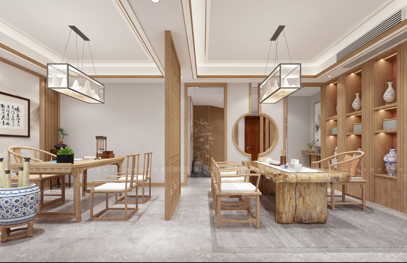 新中式茶室3D模型下载【ID:1103620613】
