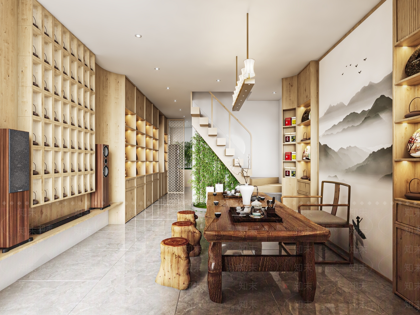 新中式茶室3D模型下载【ID:1103627536】