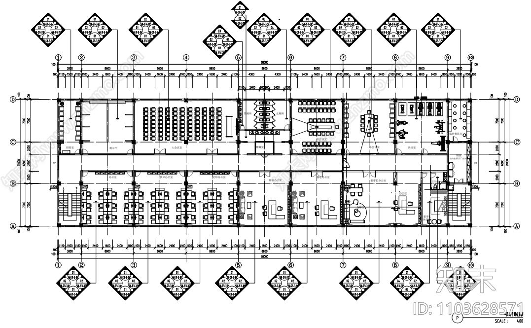 董事长办公室cad施工图下载【ID:1103628571】