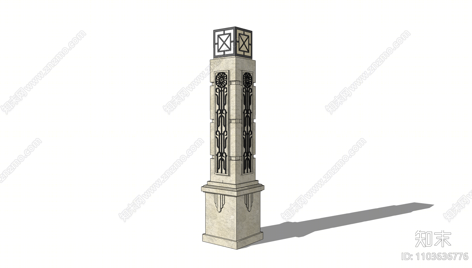 欧式景观灯柱SU模型下载【ID:1103636776】