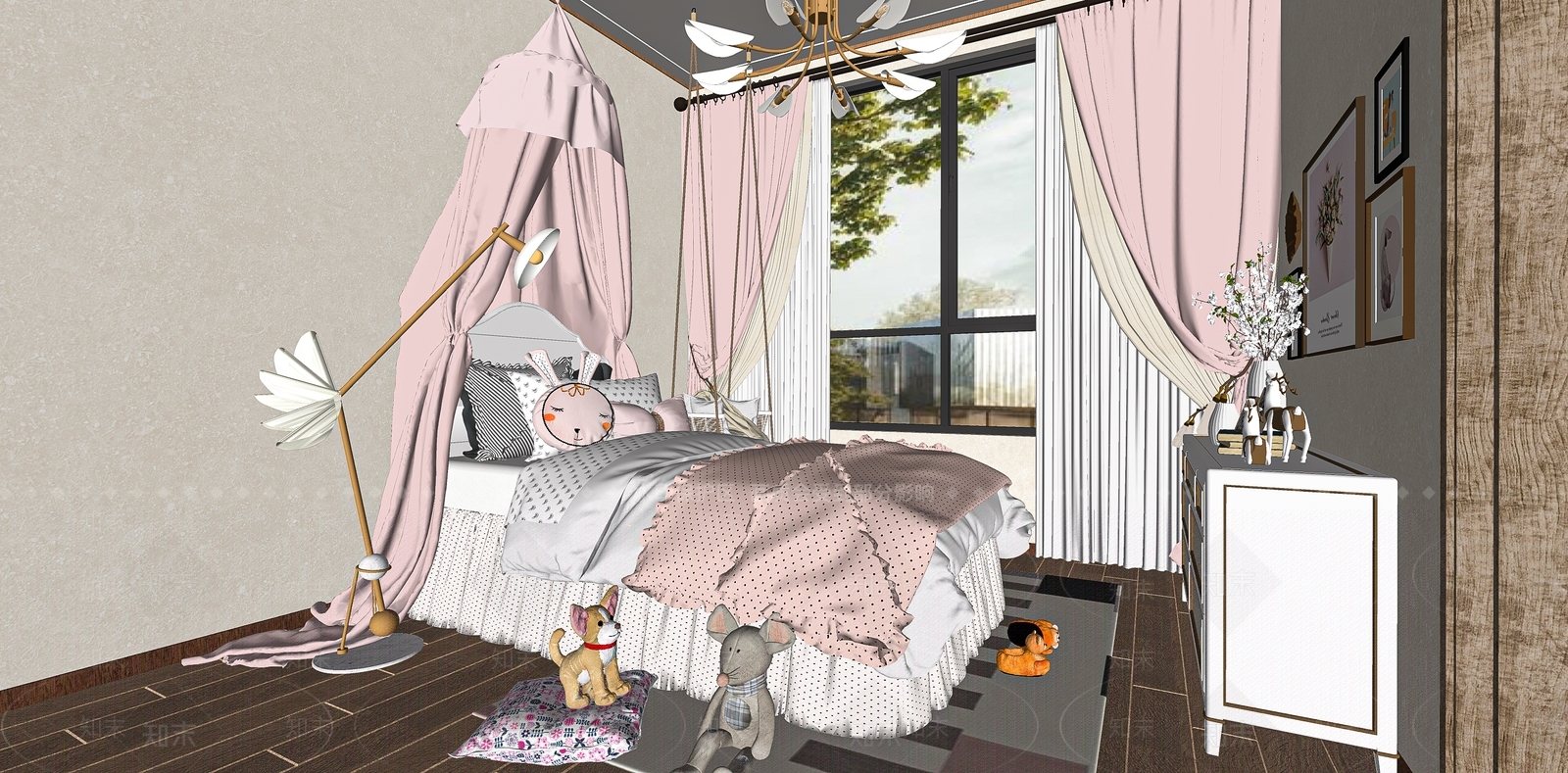 现代女孩儿童房SU模型下载【ID:1103637419】