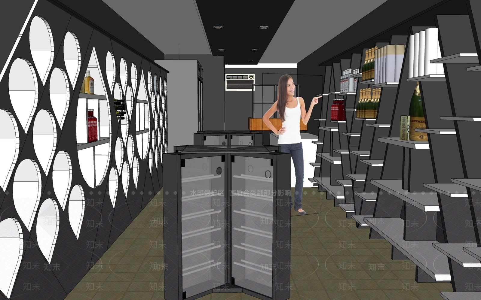 现代烟酒店SU模型下载【ID:1103848577】