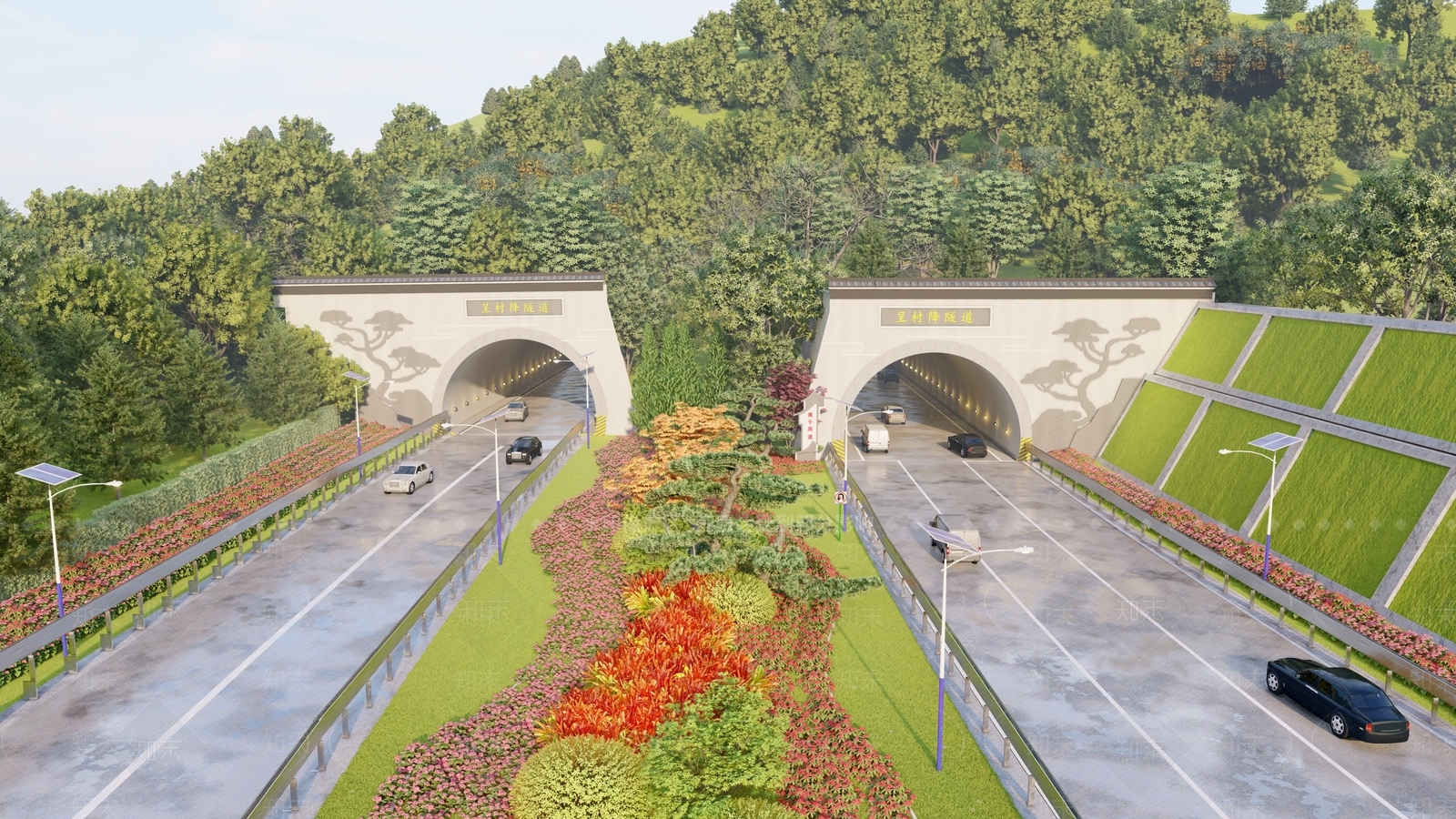 现代隧道景观道路SU模型下载【ID:1103642199】