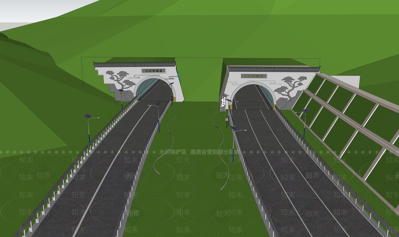现代隧道景观道路SU模型下载【ID:1103642199】