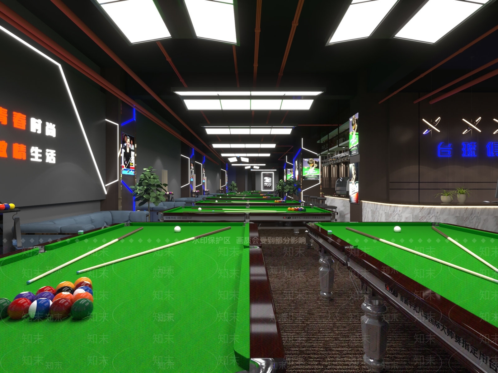 现代桌球室3D模型下载【ID:1103643028】