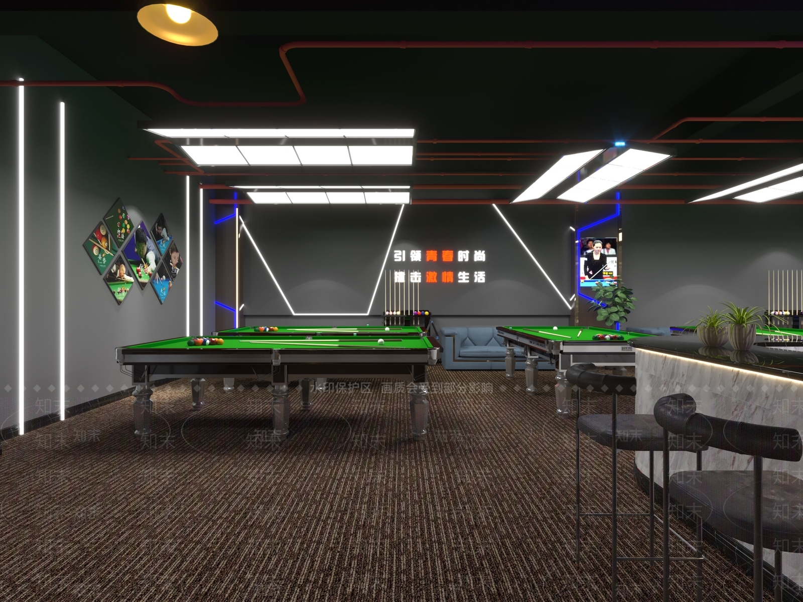 现代桌球室3D模型下载【ID:1103643028】