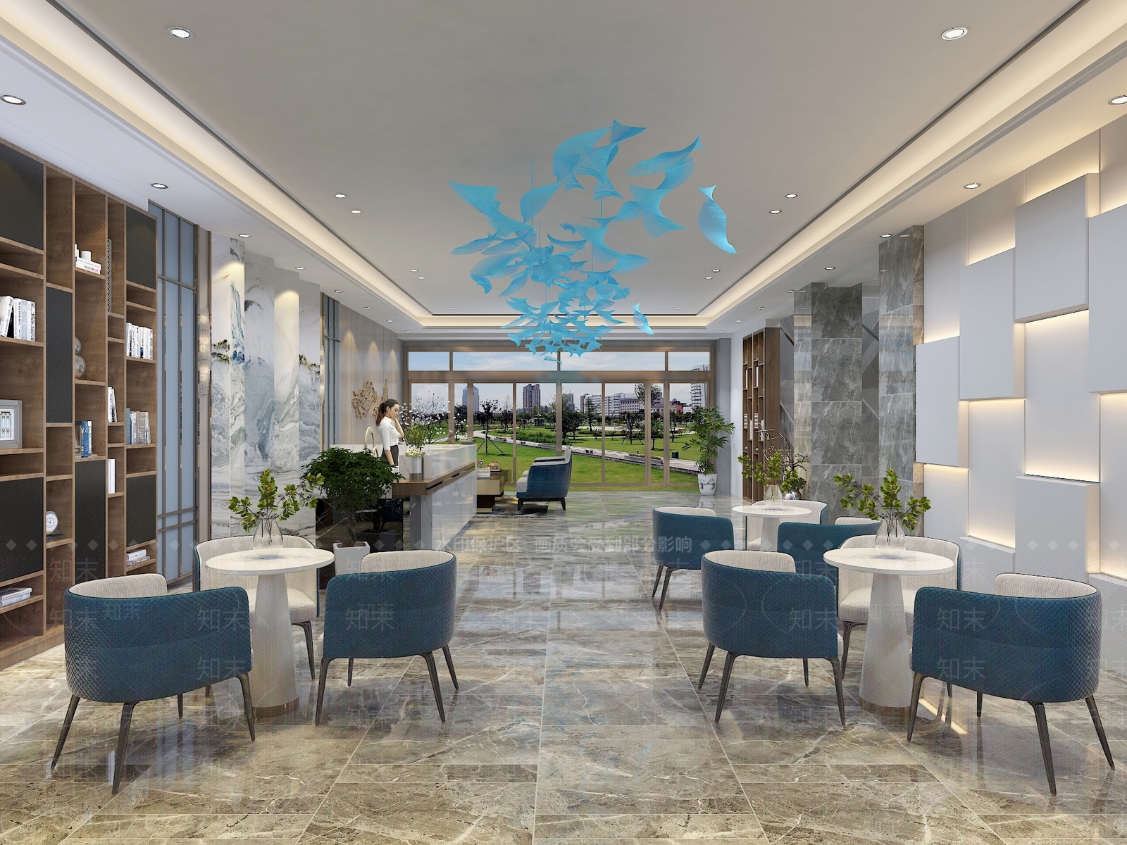 新中式酒店大堂3D模型下载【ID:1103645993】_知末3d模型网