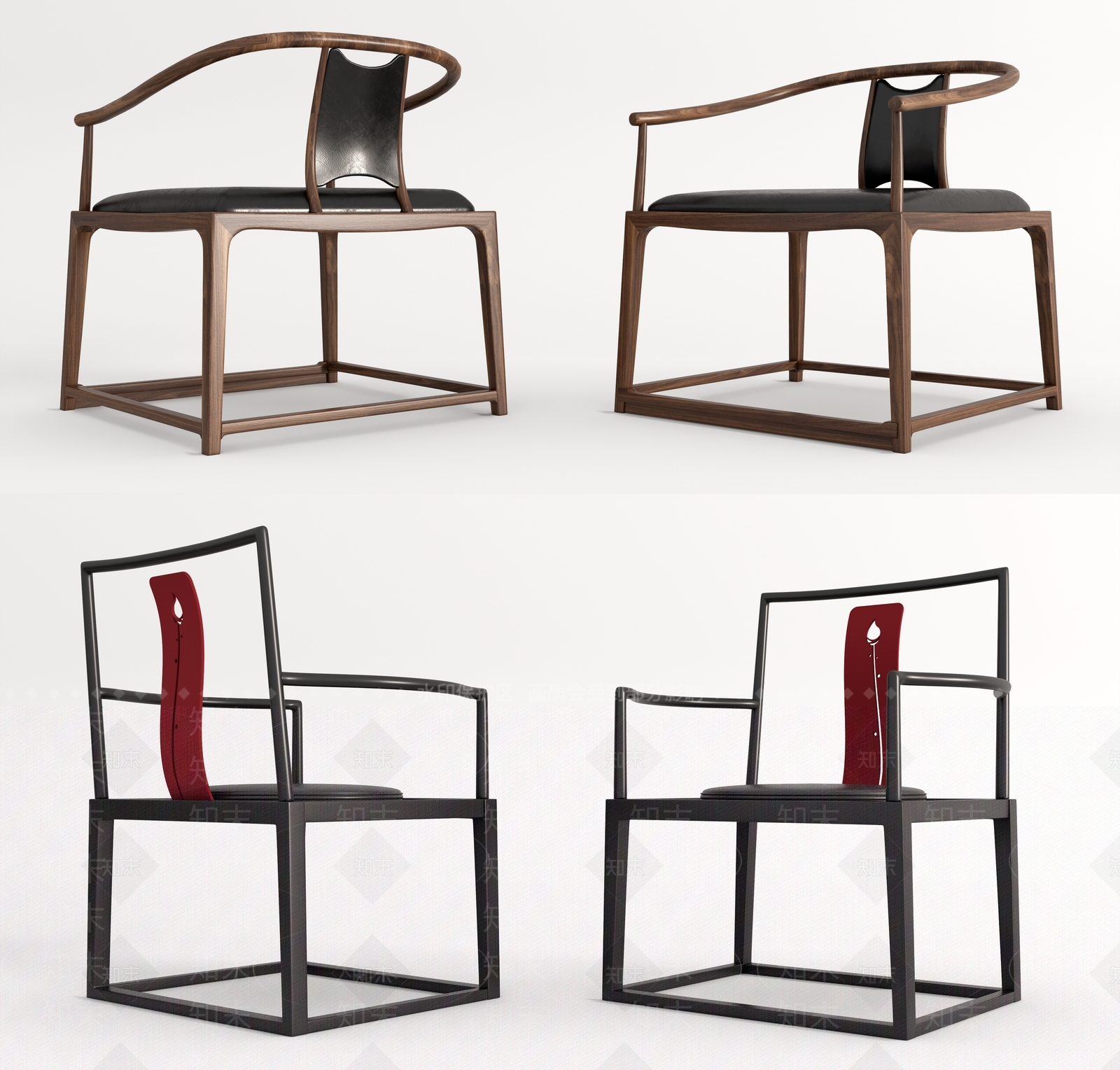 新中式圈椅SU模型下载【ID:1103646370】