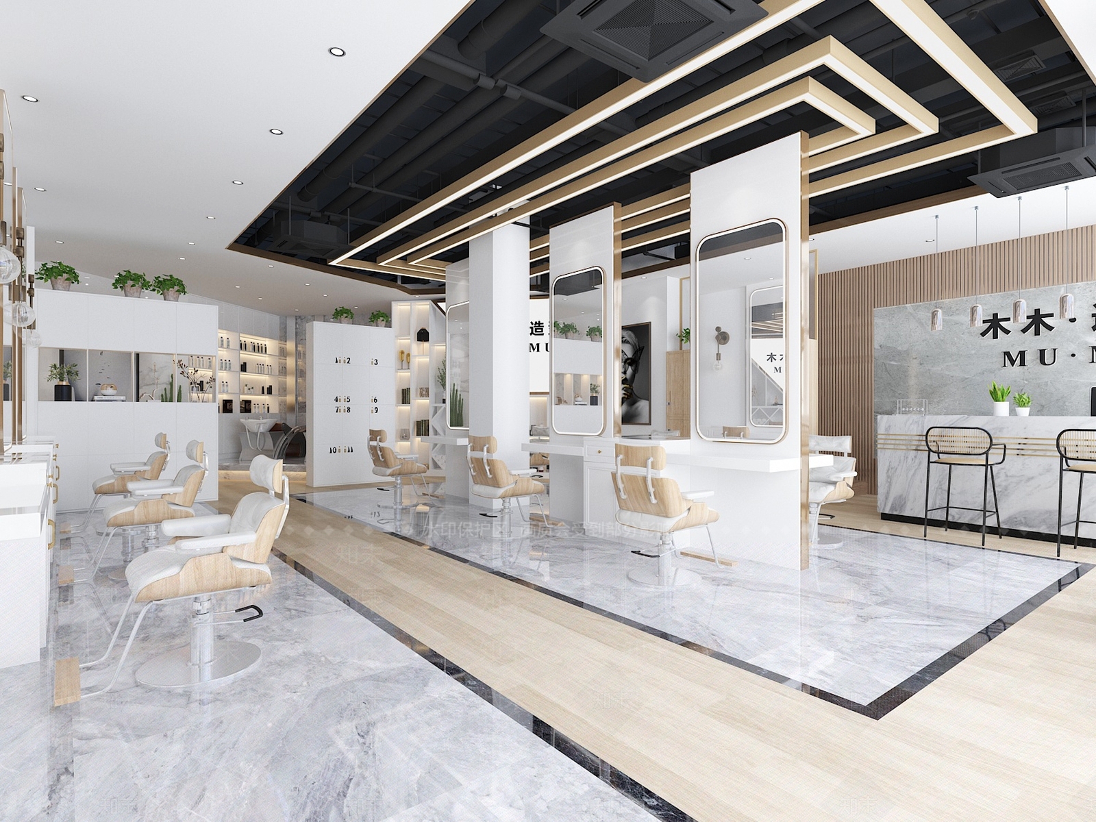 现代美发店3D模型下载【ID:1103703233】
