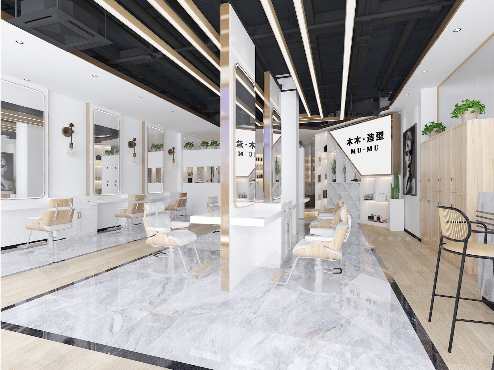 现代美发店3D模型下载【ID:1103703233】
