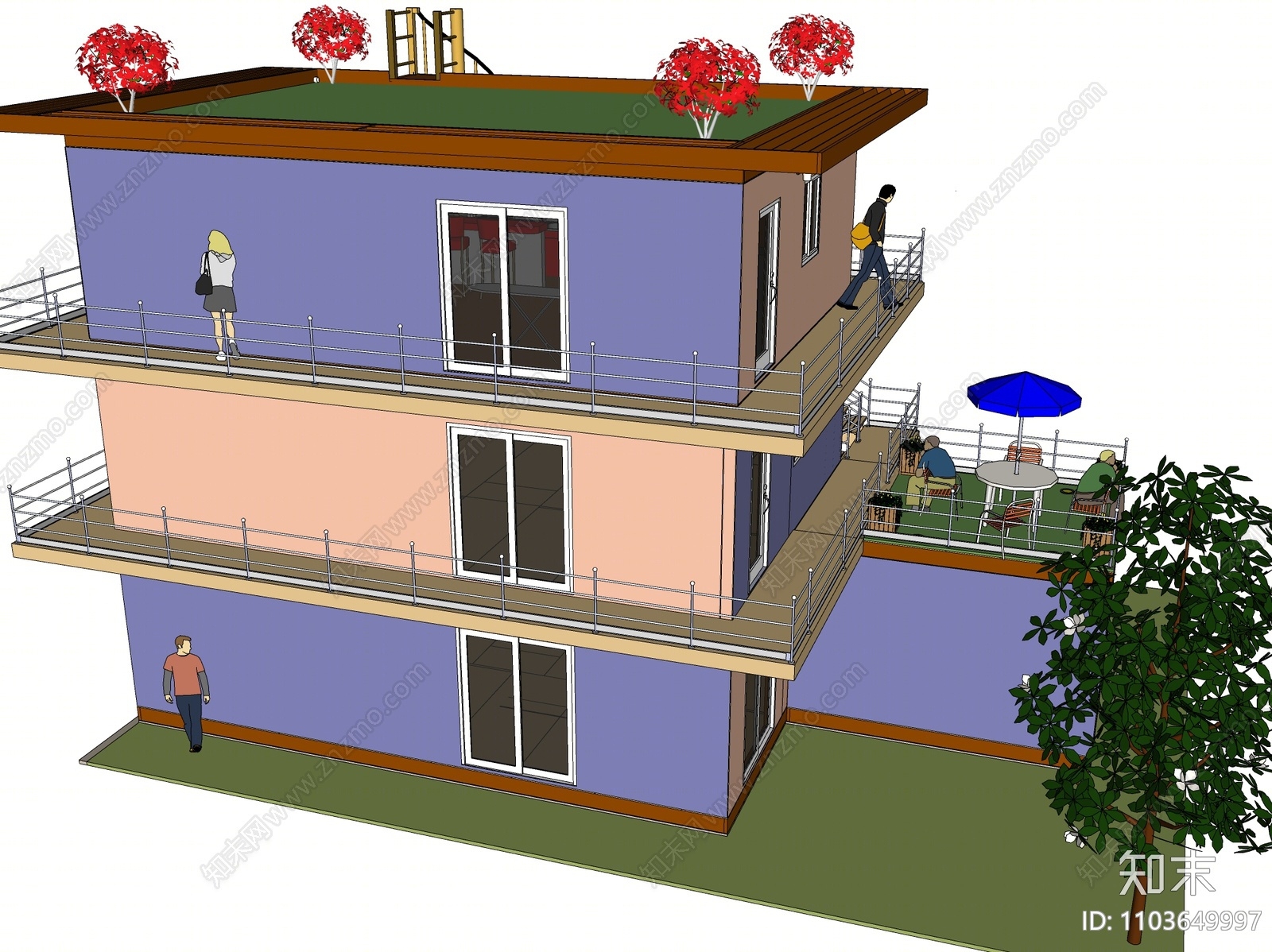 现代多层住宅SU模型下载【ID:1103649997】