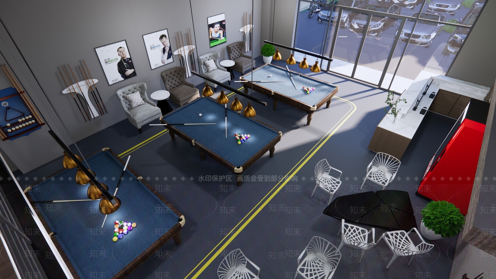 现代台球室SU模型下载【ID:1103655041】