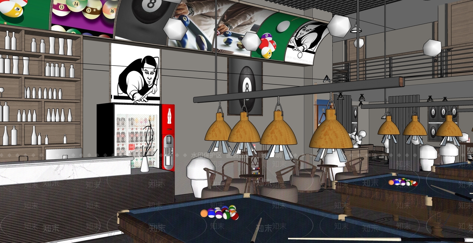 现代台球室SU模型下载【ID:1103655041】