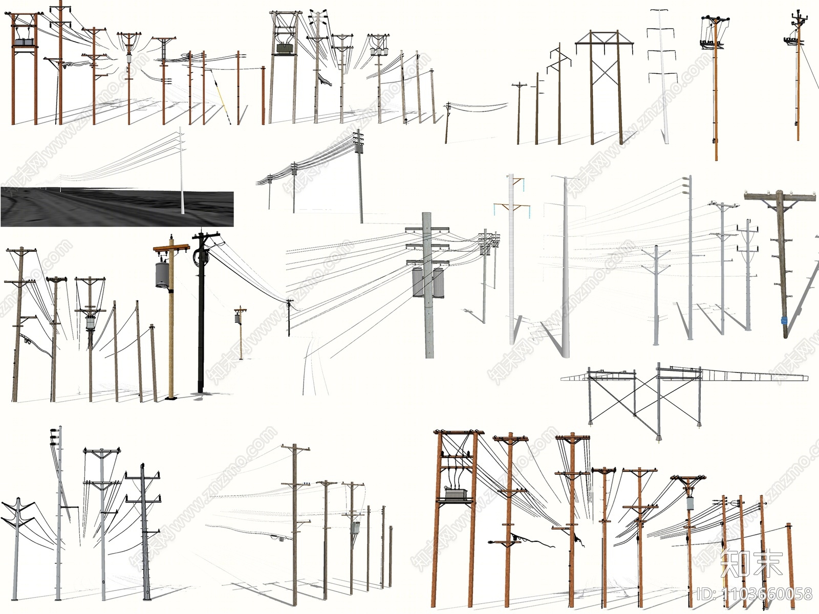 现代电线杆SU模型下载【ID:1103660058】