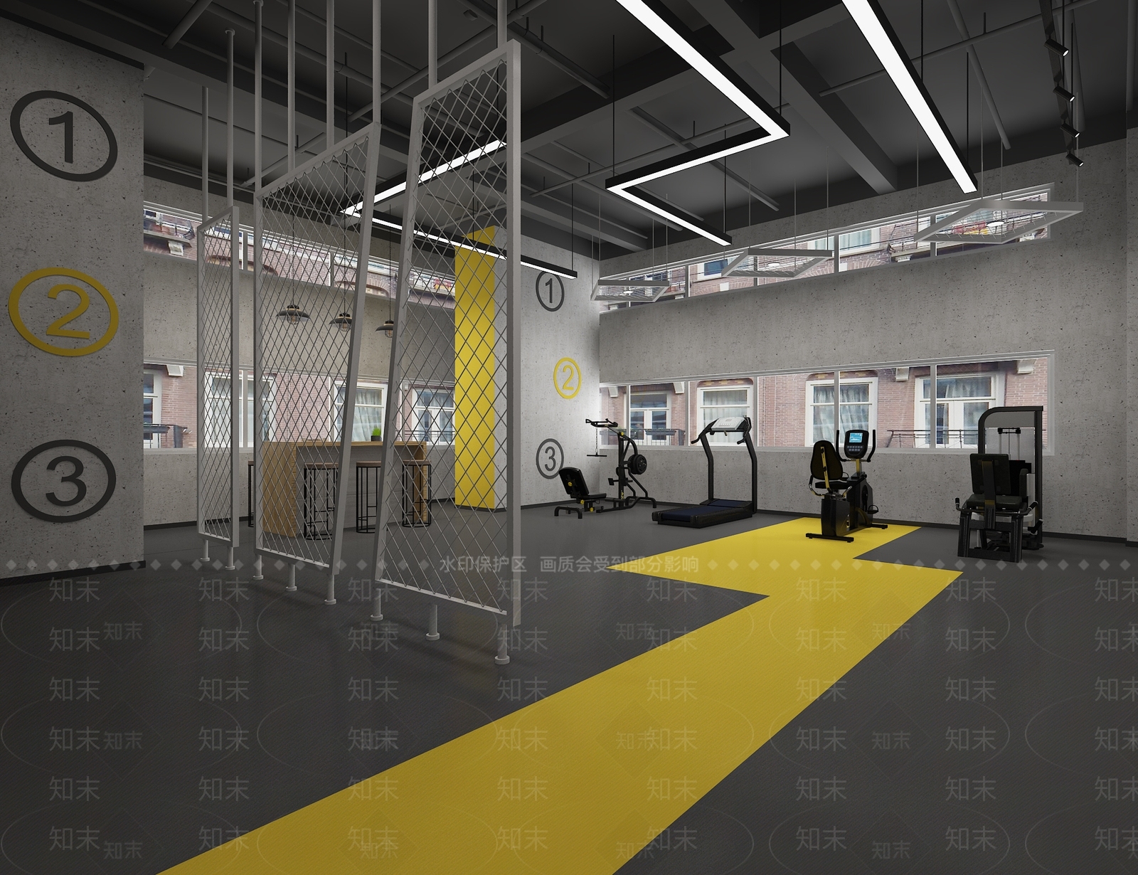 工业风健身房3D模型下载【ID:1103661742】