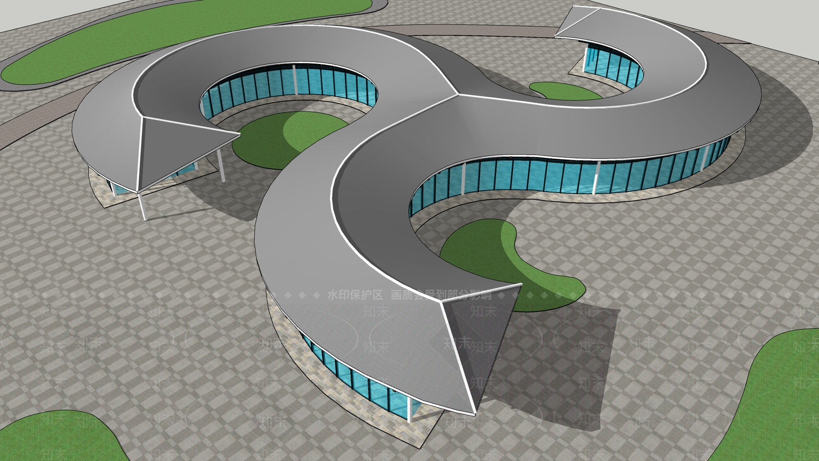 现代图书馆建筑SU模型下载【ID:1103663104】