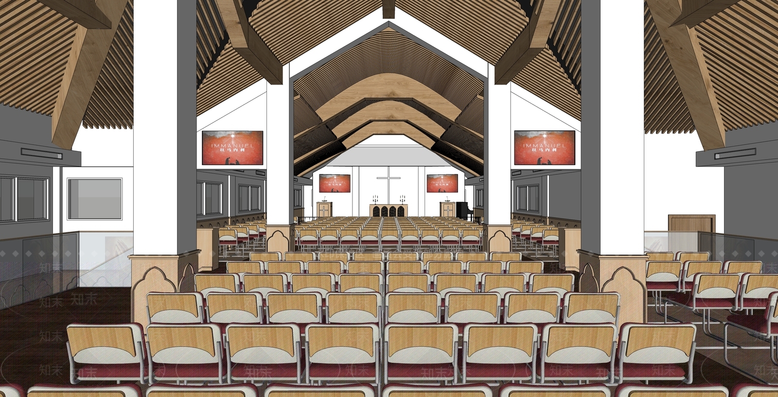 欧式教堂室内SU模型下载【ID:1103670317】