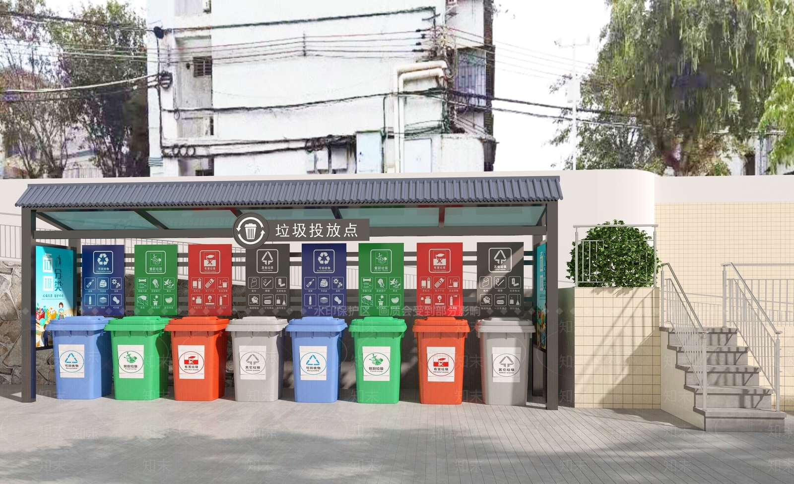 现代公用垃圾箱3D模型下载【ID:1103683629】