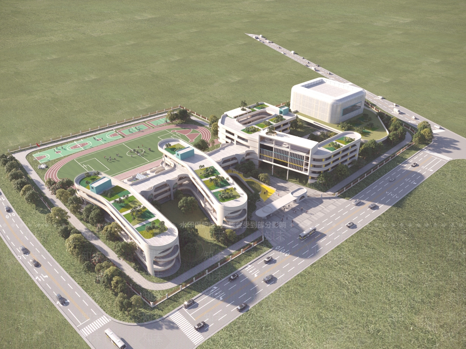 现代学校外观3D模型下载【ID:1103690992】