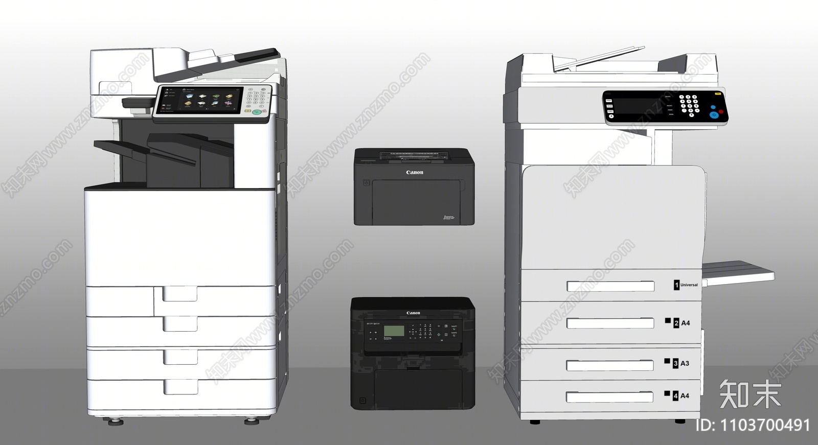现代打印机组合SU模型下载【ID:1103700491】