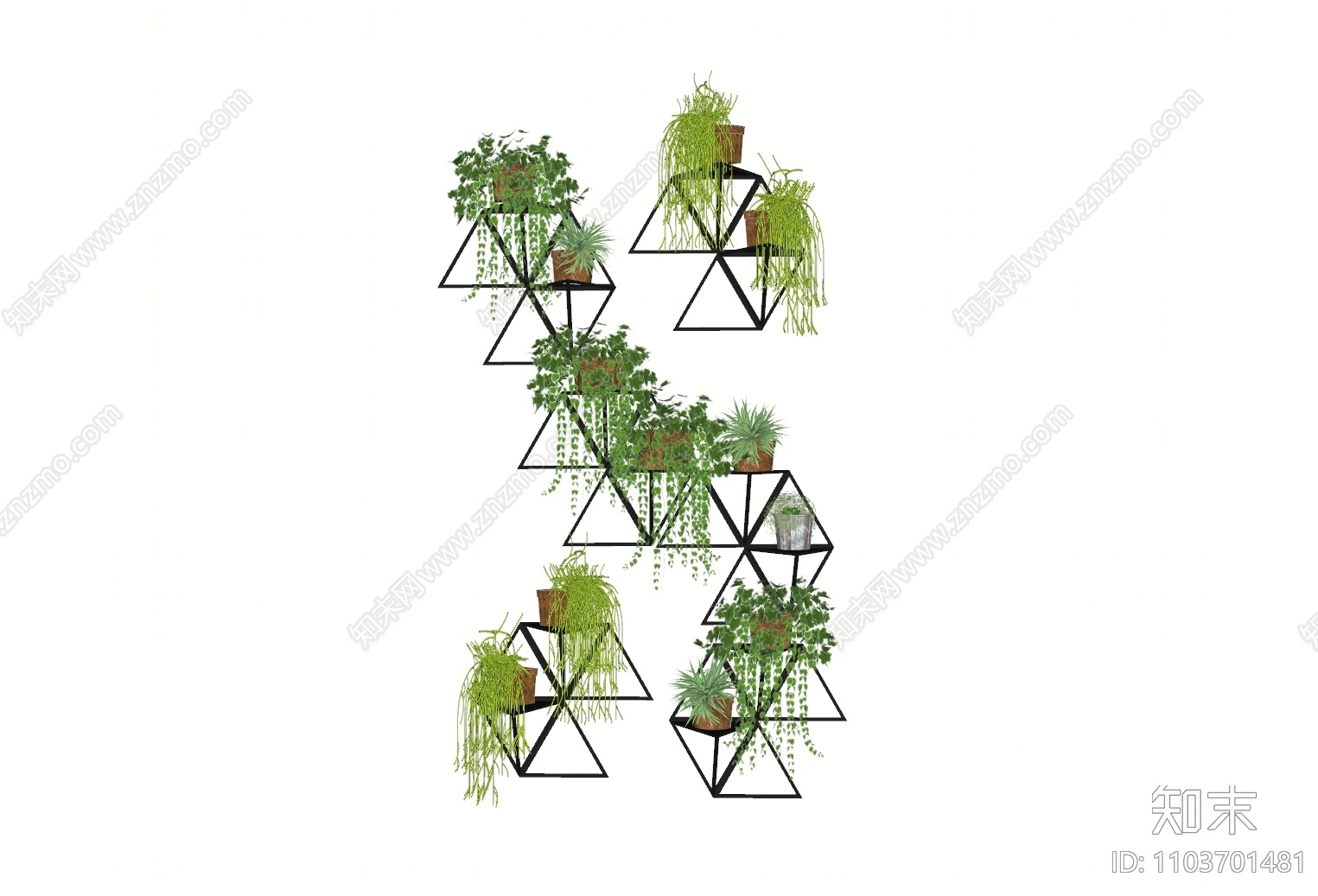 现代垂直绿化墙饰SU模型下载【ID:1103701481】