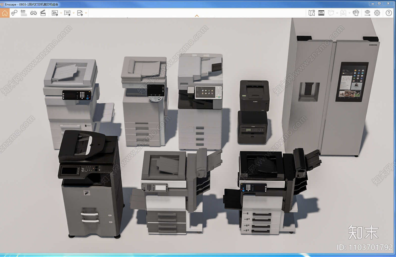 现代打印机组合SU模型下载【ID:1103701792】