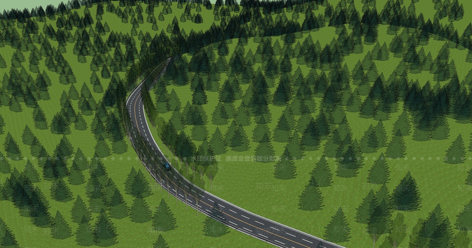 现代道路公路景观SU模型下载【ID:1103702029】