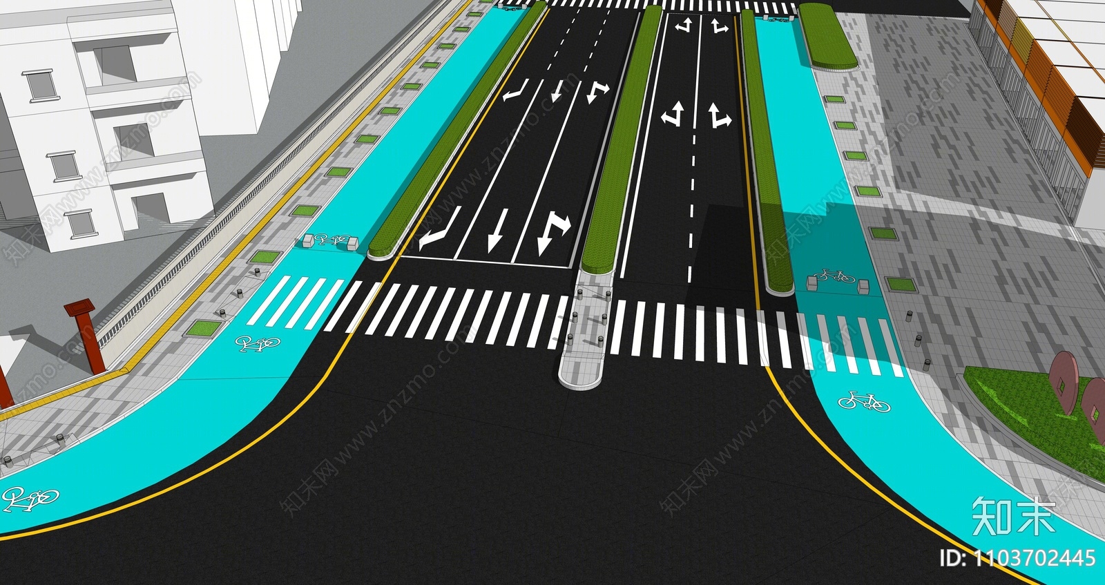 现代市政道路SU模型下载【ID:1103702445】