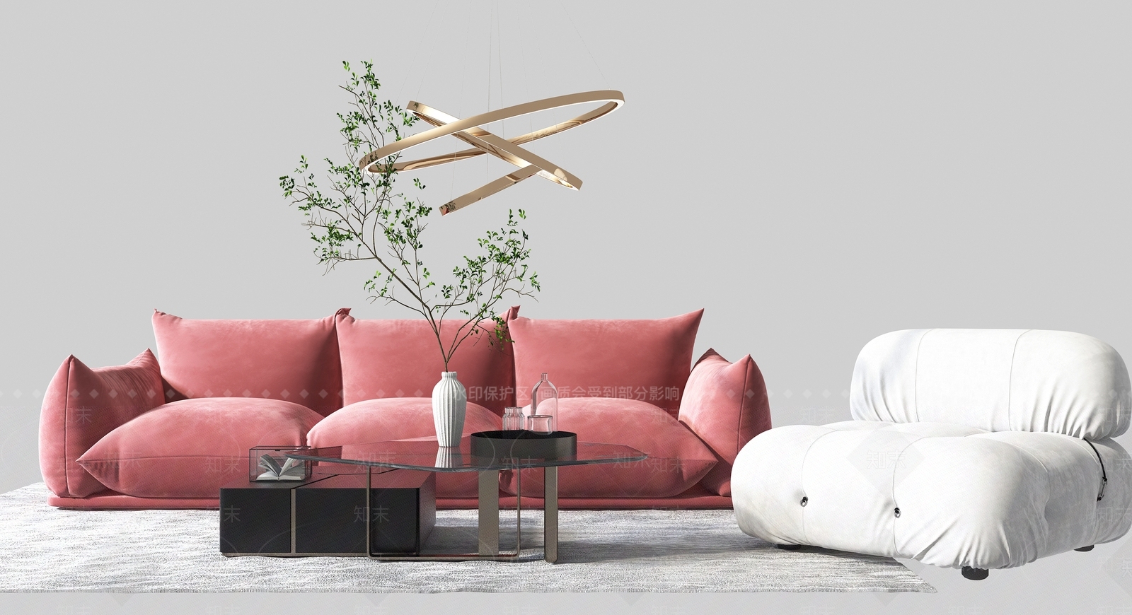 北欧沙发凳子组合3D模型下载【ID:1103702602】