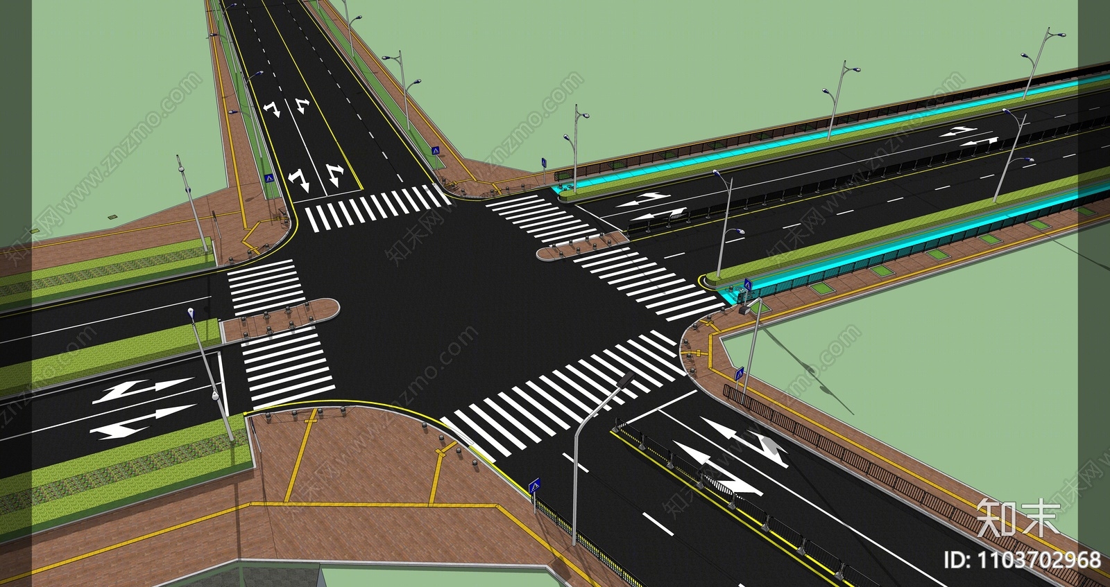 现代市政道路SU模型下载【ID:1103702968】