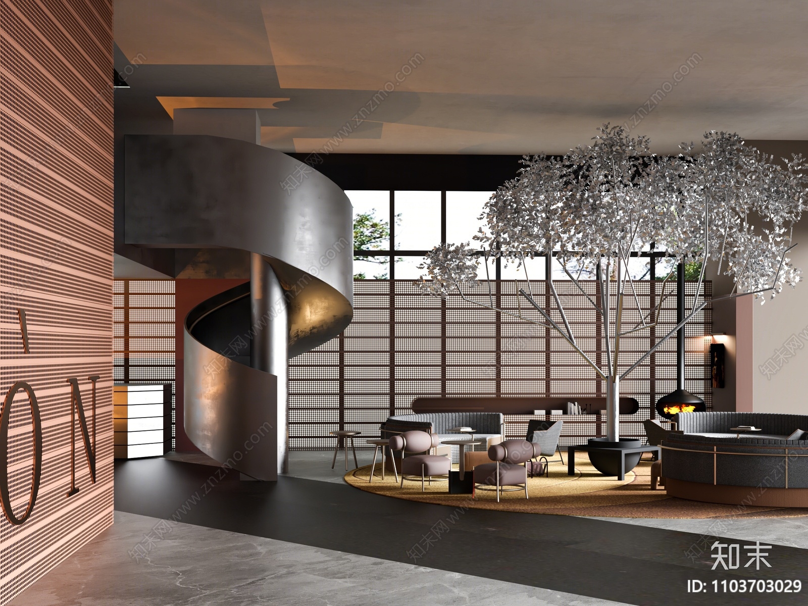 现代酒店大堂3D模型下载【ID:1103703029】_知末3d模型网