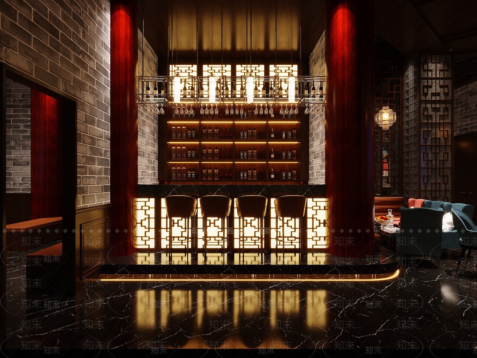 新中式酒吧3D模型下载【ID:1103706267】