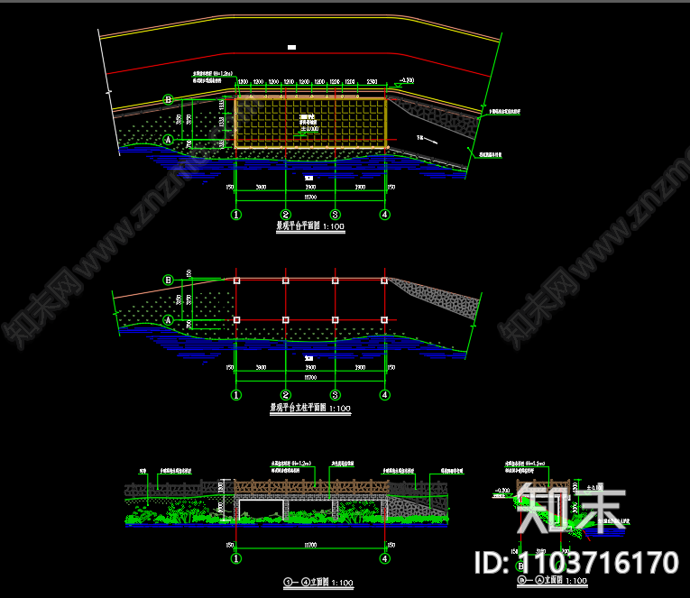 美化乡镇亭子观景平台小品cad施工图下载【ID:1103716170】