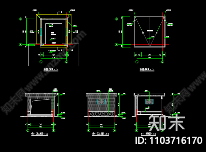 美化乡镇亭子观景平台小品cad施工图下载【ID:1103716170】