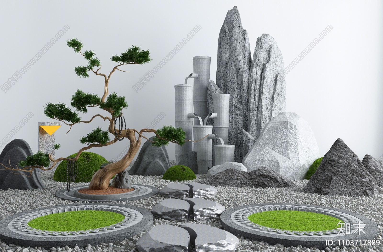 新中式假山水景3D模型下载【ID:1103717889】