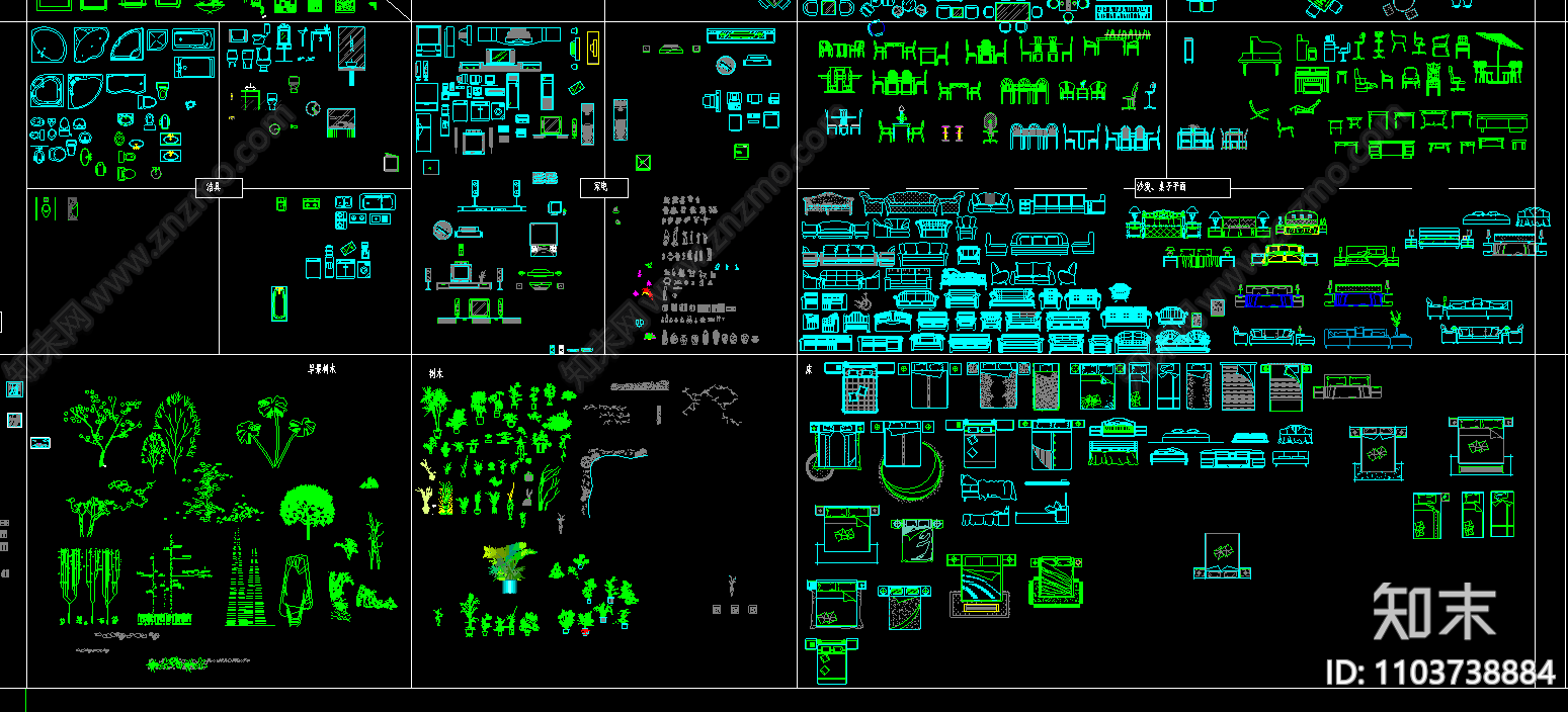 室内CAD平立面图块施工图下载【ID:1103738884】