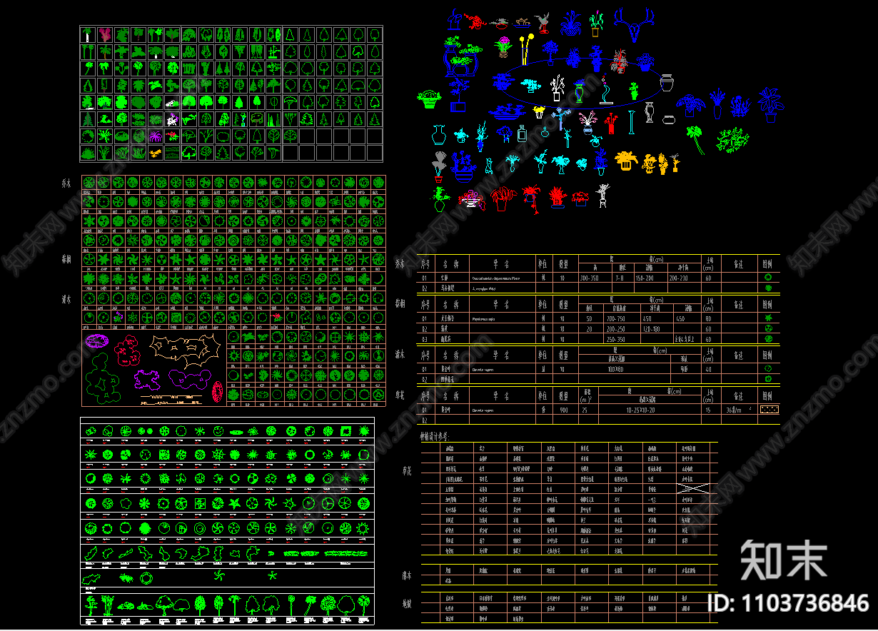 现代植物平面图施工图下载【ID:1103736846】