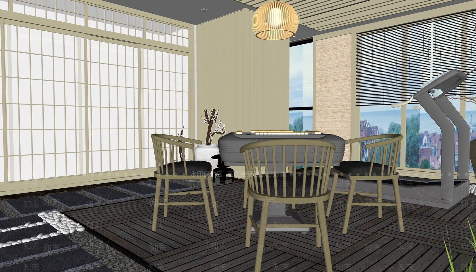 日式棋牌室SU模型下载【ID:1103746227】